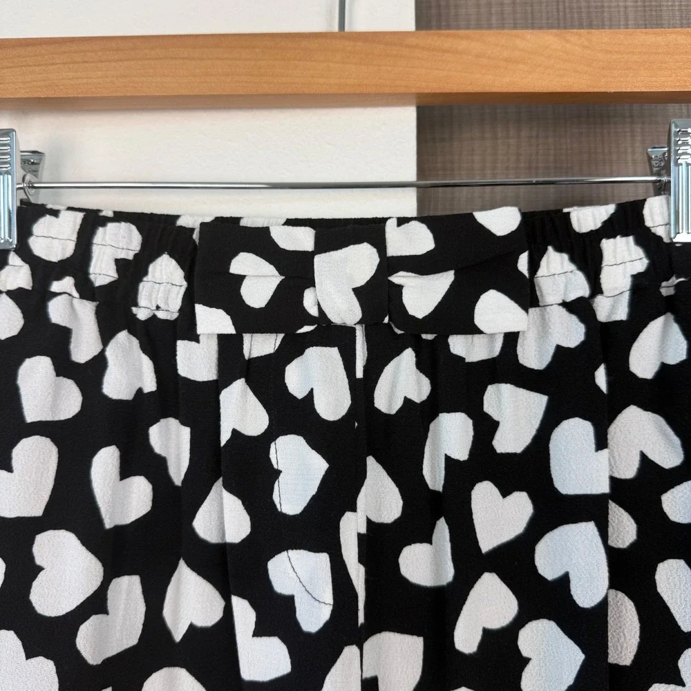 Kate Spade Black White Dancing Hearts‎ Ria Pants Pull On Size Small